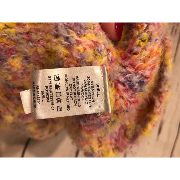 Peach Love Large Multicolor Fuzzy Oversized Sweater pink Purple Yellow Girl - Picture 6 of 9